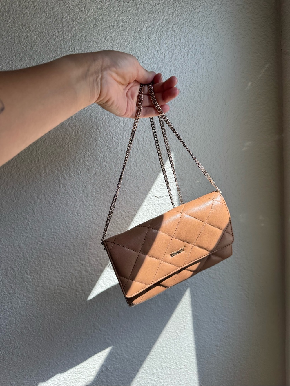 DKNY Quilted Chain Purse - Tan